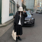 20春秋短款皮衣女外套韩版宽松bf百搭学生，机车皮夹克潮广场。