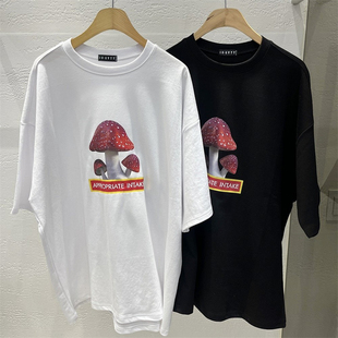 韩国男装潮流小众设计感个性蘑菇印花街头dancer大码短袖t恤