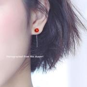红色流苏耳环耳饰气质过年中国风高级感925纯银耳线2024年新
