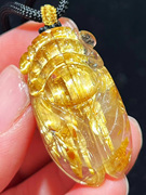 金发晶(金发晶)钛晶蝉吊坠，大师设计雕刻老矿水晶饰品知了金蝉挂件坠子