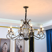 美式水晶吊灯客厅卧室餐厅灯，简约轻奢婚庆服装店个性黑色铁艺灯具