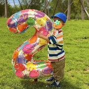 彩色数字气球男女孩生日派对儿童，周岁装饰布置氛围拍照道具超大