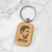 梅西钥匙扣挂件实木金属环圈足球迷周边挂饰男生礼物创意纪念品