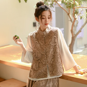 春季女装新中式马甲女外穿中国风刺绣背心，复古无袖上衣