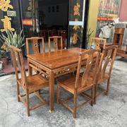 红木餐桌长方形刺猬紫檀饭桌花梨木餐台新中式实木餐桌椅组合