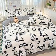 儿童床品纯棉三件套0.9x135x190床笠款上下铺卡通床单被罩1.2