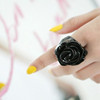 时尚大气玫瑰花朵装饰戒指个性食指戒亚克力指环夸张个性饰品潮女