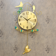 现代装饰北欧式个性静音大气石英挂钟客厅时尚卧室创意家用小鸟表