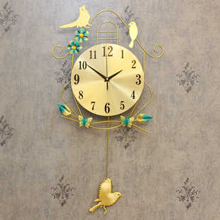 现代装饰北欧式个性静音大气石英，挂钟客厅时尚卧室创意家用小鸟表