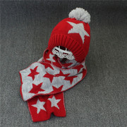 外贸秋冬季婴儿帽子围巾套装男童宝宝针织帽两件套保暖萌3-12个月