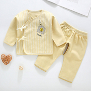 初生婴儿衣服纯棉打底套装，0-3-6个月宝宝和尚，服新生儿纽扣两件套