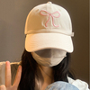 韩国蝴蝶结刺绣帽子女款2024可爱棒球帽软顶遮阳鸭舌帽显脸小