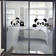 家用厨房玻璃门贴纸客厅，阳台推拉门防撞装饰可爱熊猫图案冰箱贴画