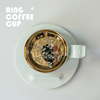飞形物ringcup指环杯咖啡杯，玉兰镌刻纹，版影青金色景德镇原创礼物