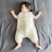 儿童肚兜宝宝睡觉护肚睡袋纱布分神器子夏季空调房肚兜腿露背式