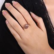 以色列Jewelry㊣ 手作优雅华丽精致石榴石镶嵌14K玫瑰金戒指