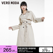 t区绫致Vero Moda秋冬ins风复古翻领双排扣风衣女