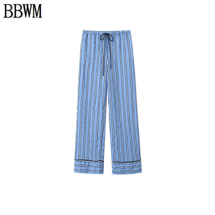 BBWM  欧美女装时尚皱痕效果条纹睡衣风格裤 3152403
