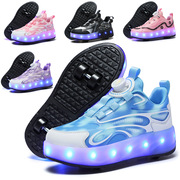 高端外贸暴走鞋 男童学生滑轮鞋溜冰鞋USB充电发光鞋女童双轮