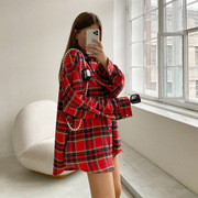 欧美风百搭格子衬衫时尚潮流复古格纹宽松上衣 Loose plaid shirt