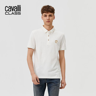 Cavalli Class多色简约烫金短袖POLO男夏季透气商务翻领T恤