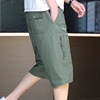 夏季军(夏季军)绿色薄款短裤男士中年爸爸，直筒工装纯棉百搭外穿休闲七分裤