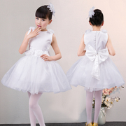 女童白色连衣纱裙夏幼儿园舞蹈表演服合唱团演出服主持礼服