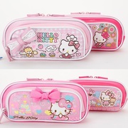 新KT凯蒂猫儿童中小学生女童大容量多层笔袋文具袋可爱蝴蝶结笔盒