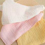 ins素色婴儿纱布口水，巾四层纯棉纱三角巾，新生儿吐奶围巾宝宝围兜