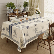 高档新中式青花瓷桌布复古法式中国风茶几布氛围感长方形餐桌布台