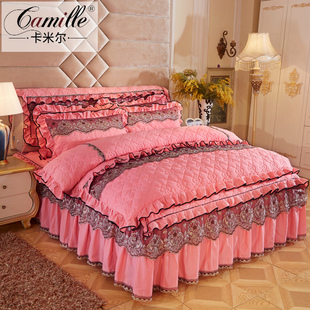 欧式蕾丝床裙四件套，加厚床罩床盖4件套，夹棉被套床上用品1.5m1.8米