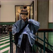 春秋牛仔外套女宽松蝙蝠袖大口袋牛仔上衣复古工装学生BF牛仔服潮