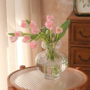 花瓶摆件客厅插花高级感水培富贵竹玻璃花盆透明落地水养水晶艺术
