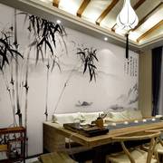 中式新古典(新古典)壁纸，定制壁画风景手绘水墨竹子，墙纸客厅电视背景墙墙布