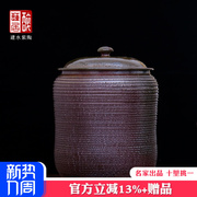 建水紫陶茶叶罐肖春魁普洱茶缸七饼九饼传统复古柴烧茶缸 N73 N75