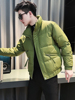 绿色立领羽绒棉服男士冬季潮流保暖棉袄2023短款休闲棉衣外套