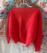 2020年网红大红毛衣一字领毛绒绒显瘦秋冬毛衣，套头安哥拉兔毛