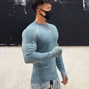 秋冬男士健身运动训练弹力速干透气紧身塑型显肌肉手指衫长袖t恤