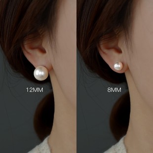 2024年潮999纯银珍珠耳钉女2023小众设计高级感耳环耳饰