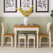 地中海餐桌椅组合美式乡村实木，折叠可伸缩简约小户型长方形饭桌子