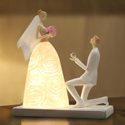 北欧式新婚庆(新婚庆)婚房台灯卧室床头灯创意，温馨浪漫结婚礼物长明灯简约