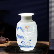 浮雕景德镇陶瓷花瓶手绘冬瓜瓶，瓷器中式家居，客厅玄关摆件装饰