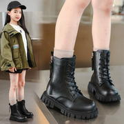女童短靴秋季2023韩版英伦风儿童马丁靴加绒小女孩时尚皮短靴