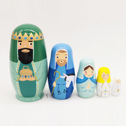 五层国王俄罗斯套娃娃，木制玩具工艺情人节圣诞礼物家居摆饰