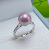 天然珍珠戒指黑白紫粉色珍珠母贝海水珍珠925纯银戒指