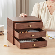 木质桌面收纳盒抽屉式多层创意桌上置物架办公室杂物文件储物柜子