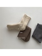 满3双秋冬款儿童袜子，韩版男女童中筒袜，防羊绒加厚纯色小腿袜