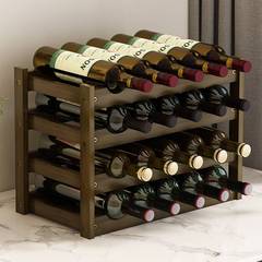 红酒架子摆件葡萄酒柜创意吧台酒杯架家用小型实木桌面酒架置物架