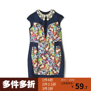 多件多折品质之选ST0A0187含桑蚕丝撞色拼接高腰连衣裙女夏