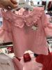 韩国中小童装夏装女童宝宝红色条纹泡泡棉娃娃领短袖衬衣衬衫